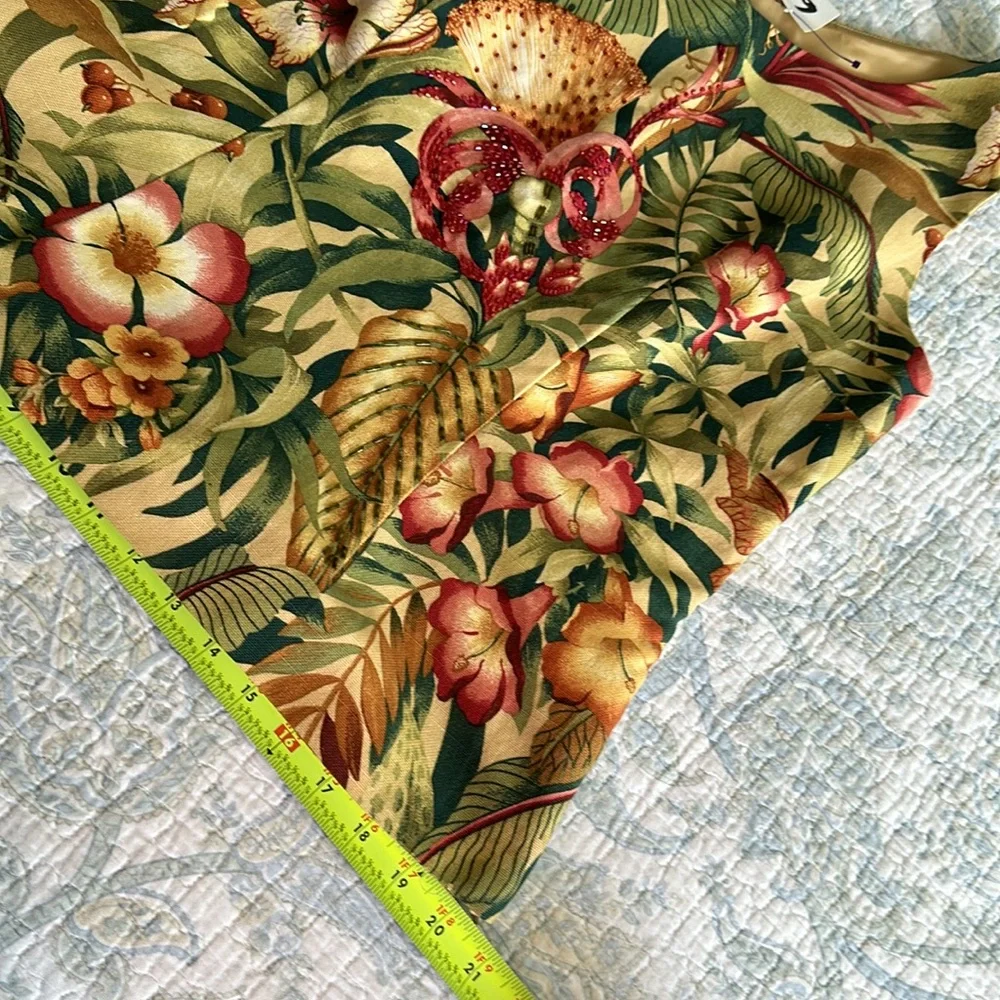 Ultra Dress Collection Tropical Floral Midi Dress in Green, Pink, Gold - Picture 14 of 16